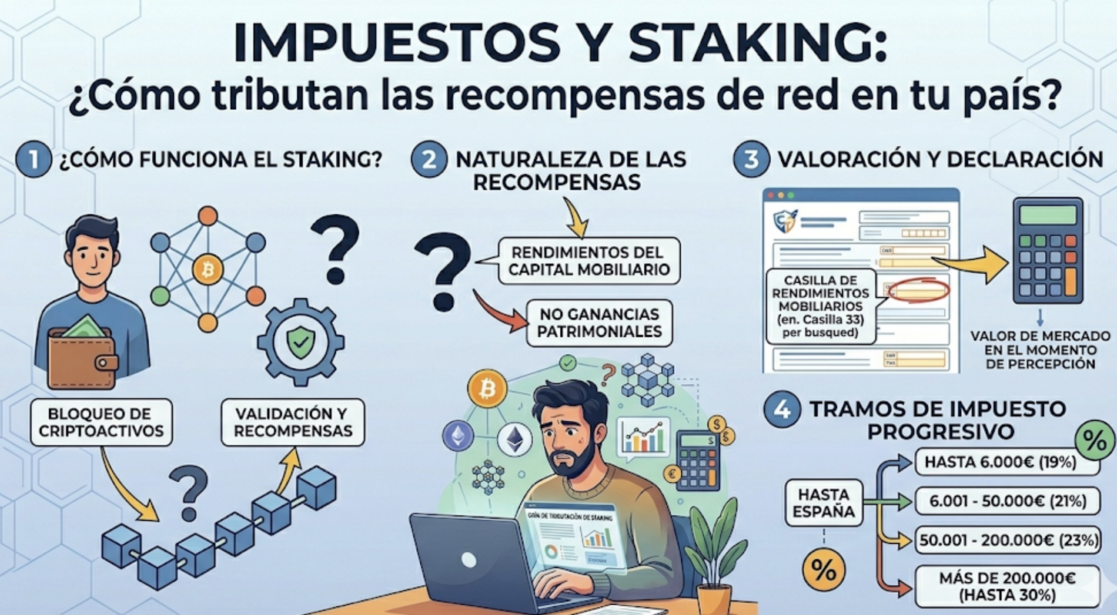 Impuestos y Staking: ¿Cómo tributan las recompensas de red en tu país?