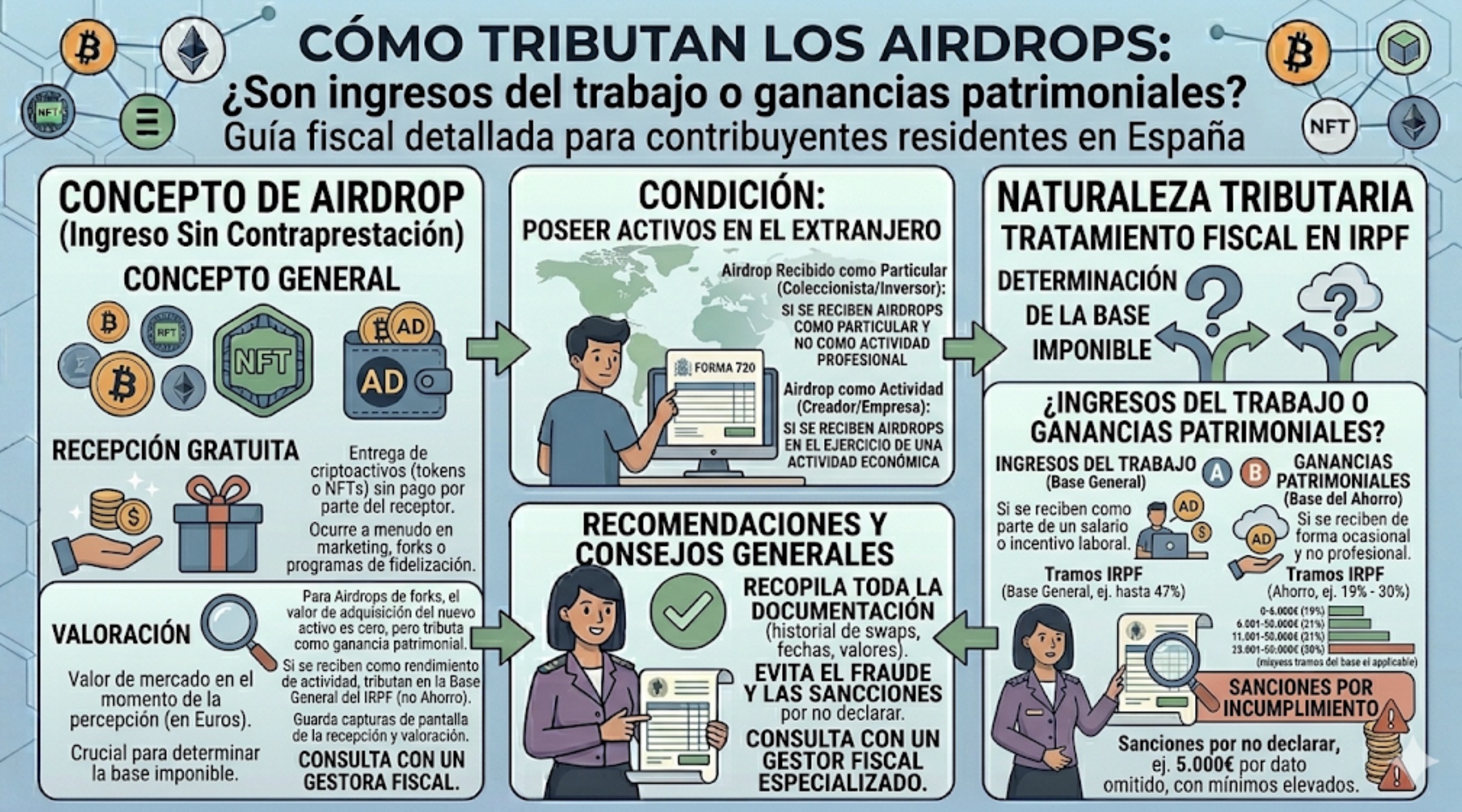 Cómo tributan los Airdrops: ¿Son ingresos del trabajo o ganancias patrimoniales?