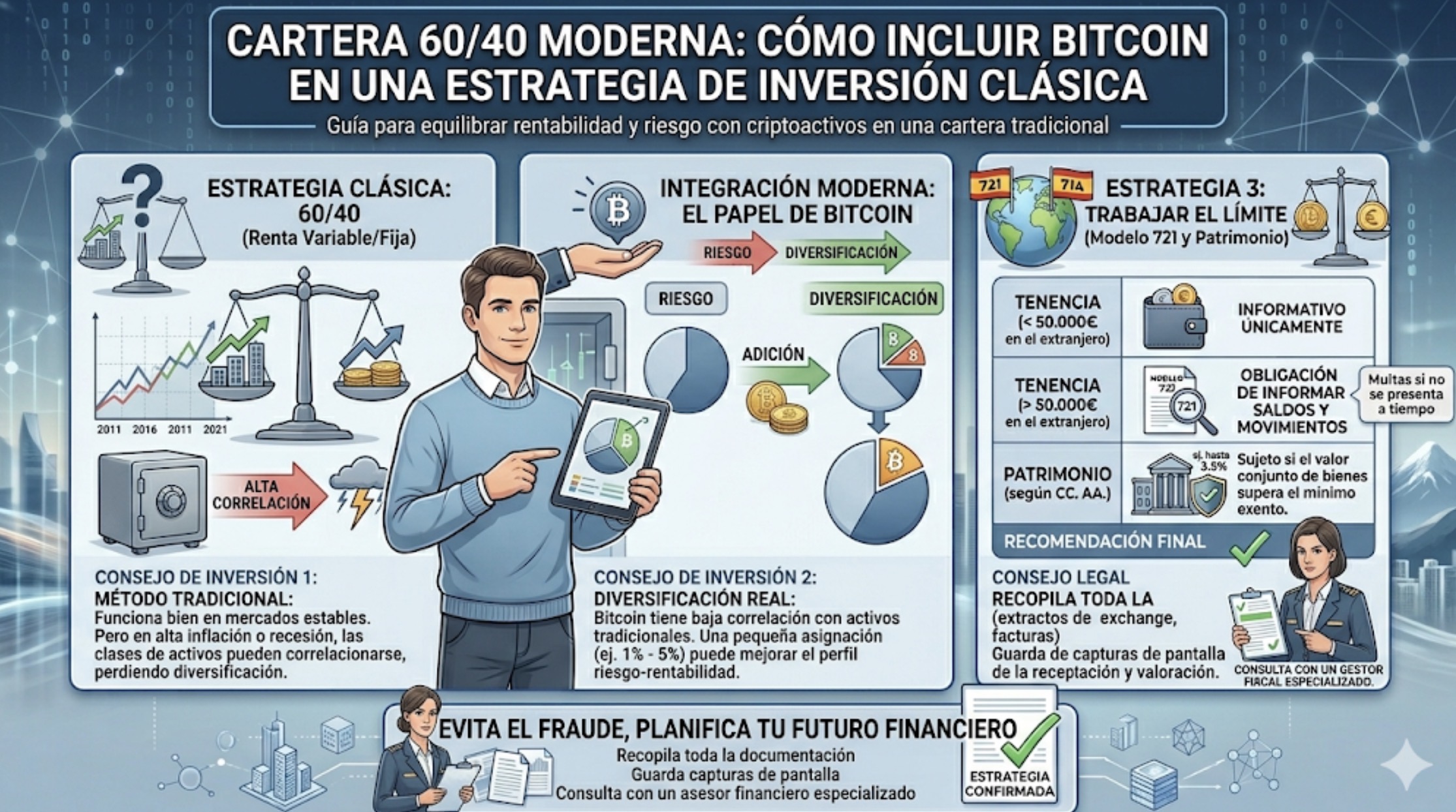 Cartera 60/40 moderna: Cómo incluir Bitcoin en una estrategia de inversión clásica