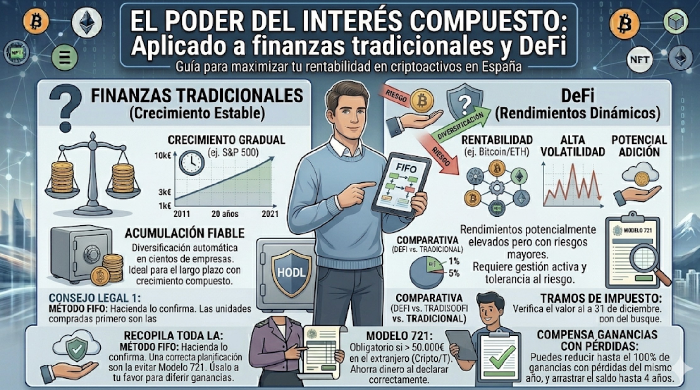 El poder del interés compuesto:Aplicado a finanzas tradicionales y DeFi