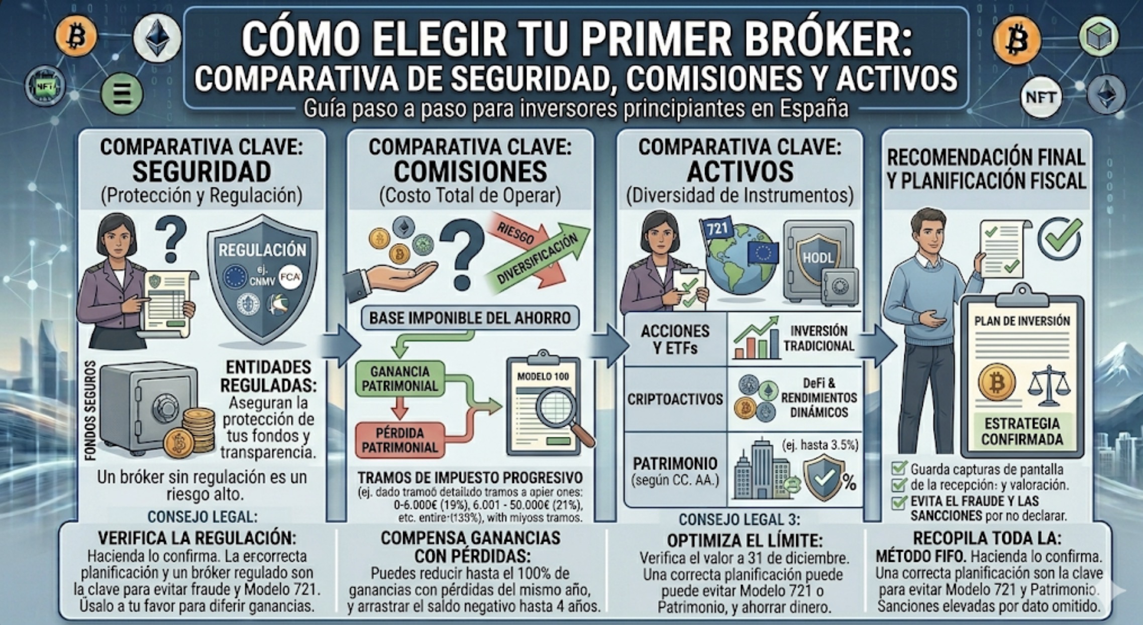 Cómo elegir tu primer Bróker: Comparativa de seguridad,comisiones y activos